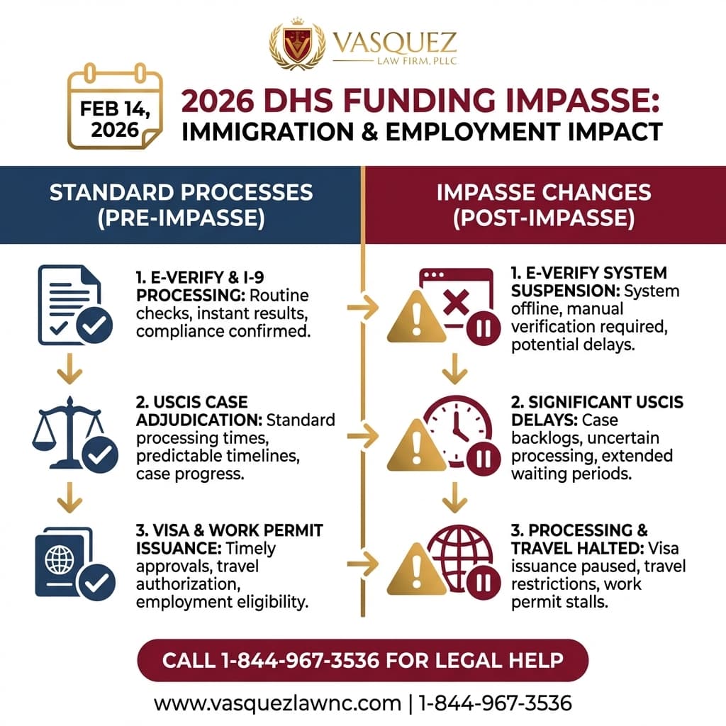 Visual Guide 1 for DHS Impasse in 2026: How It Affects Immigration Cases in Raleigh