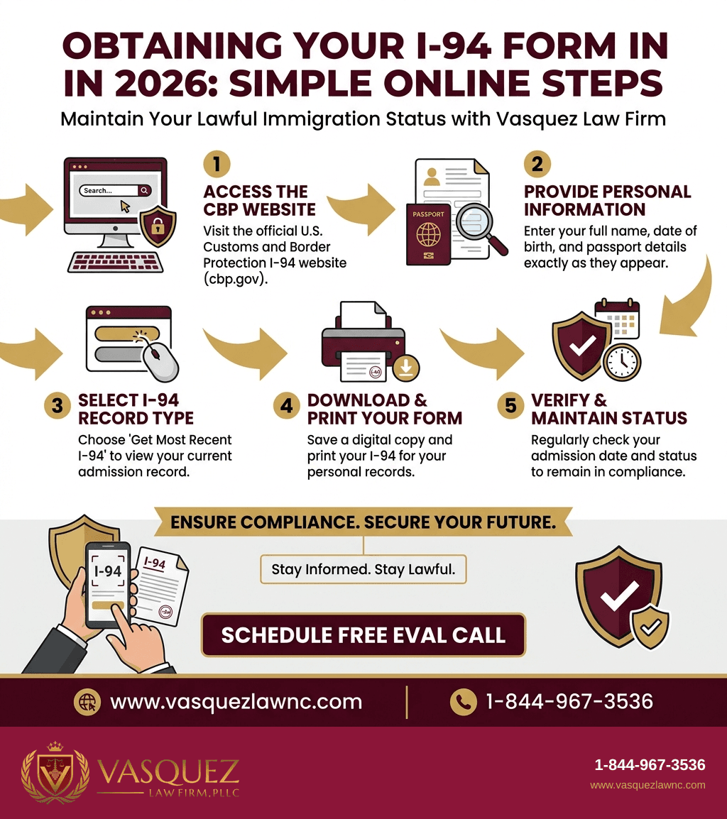 Infografía 1 para Guía Completa para Acceder y Entender el Formulario I-94 en 2026
