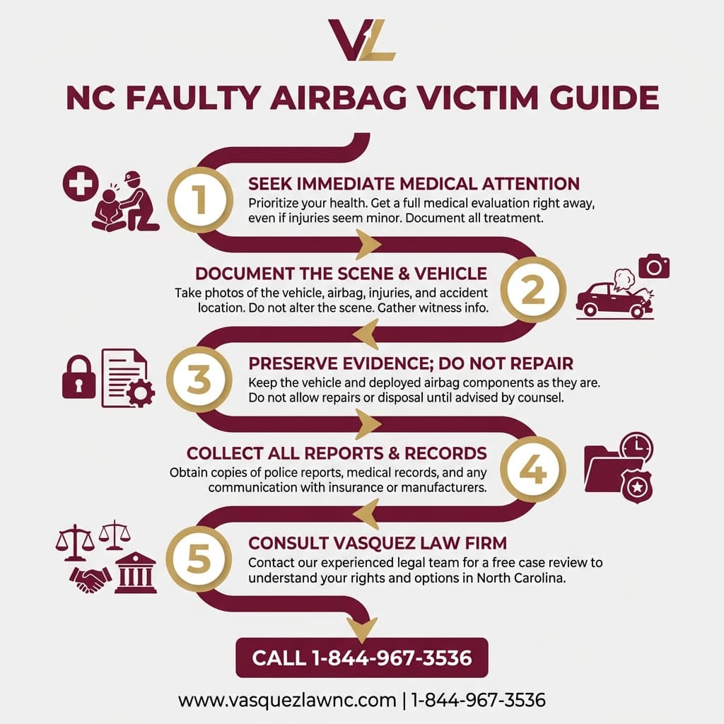 Infografía 1 para Lo que Debe Saber Sobre Demandas por Airbag Defectuoso en Carolina del Norte en 2026