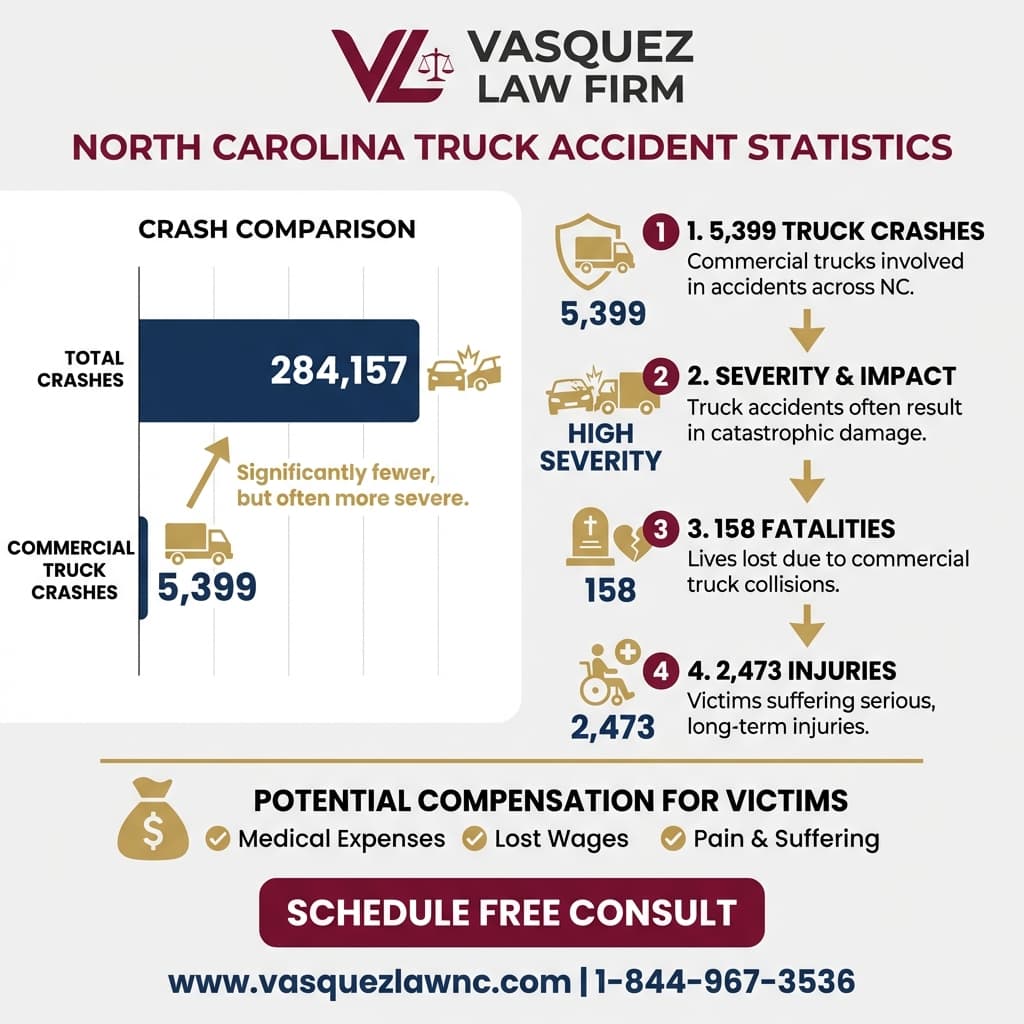 Infografía 2 para Cómo se Tramita un Caso por Accidente de Camión en Smithfield, Carolina del Norte en 2026