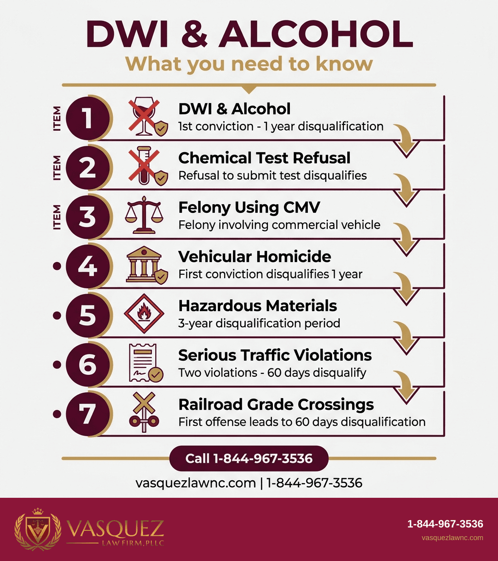 Estadísticas Clave y Datos para Infracciones de CDL: posible descalificación para conducir comercialmente en Johnston County