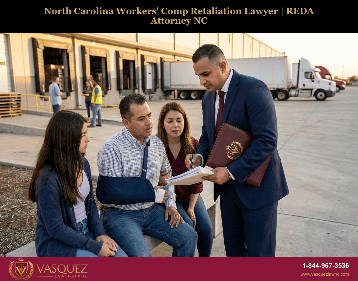 North Carolina workers' comp retaliation lawyer consulting with a client about a REDA claim